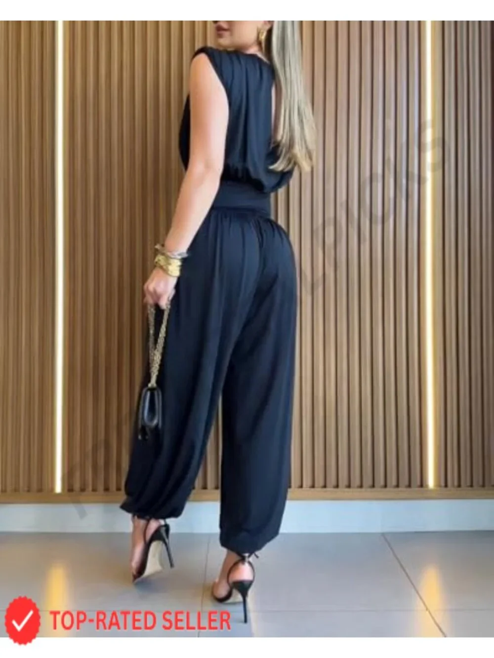 Womens Dressy Jumpsuit Sleeveless High Slit One Piece Vacation Casual Outfit
